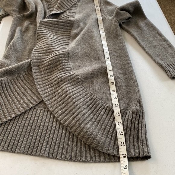 FOREVER 21 Open Front Shawl Ribbed Knit Cardigan High Low Long Sleeve Warm Cozy - Picture 9 of 11